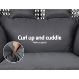 Andrew Outdoor Egg Swing Chair Wicker Furniture Pod Stand Cushion 2 Seater - Grey