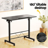 Artiss Laptop Desk Table Height Adjustable Wooden Bed Side Tables 80cm Black