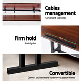 Artiss Laptop Desk Table Adjustable Dark Wood 80cm