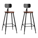 Set of 2 Assen Bar Stools Pinewood Metal - Black & Wood