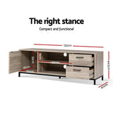 Maja 132cm TV Cabinet Entertainment Unit Stand Industrial Wooden Metal Frame - Oak
