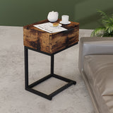 Louise Wooden Iron Frame Bedside Table Side Table Wood Nightstand Storage Cabinet Unit - Oak