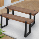 Edith Set of 2 140cm Dining Bench Chairs Wooden - Brown