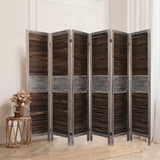 Room Divider 6 Panel Folding - Brown