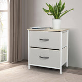 Waterloo Fabric Bedside Table with 2 Drawers - Beige