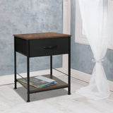 Burlington Wooden Bedside End Table Storage - Brown & Black
