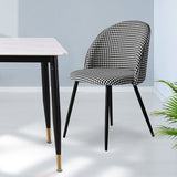 Anwen Set of 2 Dining Chairs Kitchen Cafe Lounge Chair Sofa Upholstered Padded Seat - Black & White