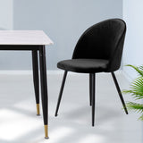 Brooke Set of 2 Dining Chairs Kitchen Cafe Lounge Sofa Upholstered Velvet - Black