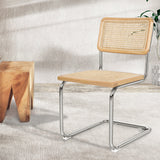 Fenella Set of 2 Dining Chairs Chair Replica Mid Century Modern Rattan Backrest - Natural