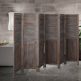 6 Panel Partition Room Divider - Brown