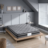 Placid Bed & Mattress Package with 22cm Mattress - Black & Wood Queen