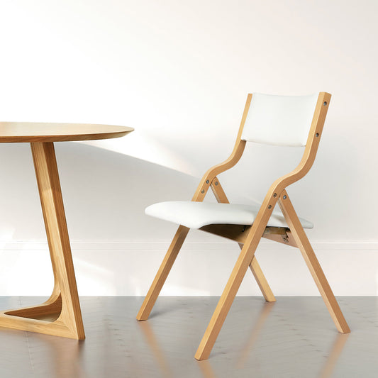 Romilly Set of 2 Dining Chairs Foldable PU - Beige