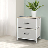 Waterloo Fabric Bedside Table with 2 Drawers - Beige