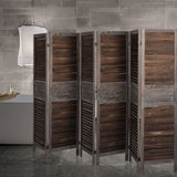 Room Divider 6 Panel Folding - Brown