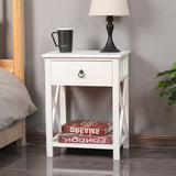 Caraquet Wooden Bedside Table - White