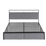 Helena Metal Bed Frame LED Charging Station 2 Drawers - Black King