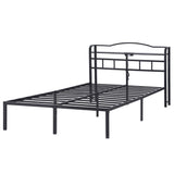 Trista Bed Frame with Charging Station - Black Double