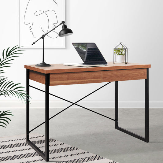 Artiss Computer Desk Drawer Storage Walnut 100cm
