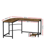 Artiss Computer Desk L-Shape CPU Stand Brown 147cm