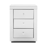 Batoche Mirrored Bedside Table Mirrored Furniture Mirror Glass with 3 Drawers - Silver