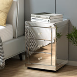 Set of 2 Batoche Mirrored Bedside Tables Glass with 3 Drawers - Silver