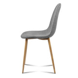 Randy Set of 4 Dining Chairs Linen Curved Slope - Grey