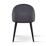 Perry Set of 2 Dining Chairs Velvet Solid Curved - Dark Grey