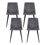 Ramsey Set of 4 Dining Chairs Velvet Horizontal Slope - Grey