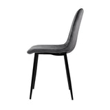 Ramsey Set of 4 Dining Chairs Velvet Horizontal Slope - Grey