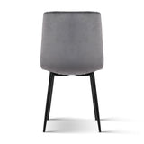 Ramsey Set of 4 Dining Chairs Velvet Horizontal Slope - Grey