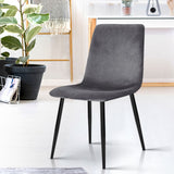 Ramsey Set of 4 Dining Chairs Velvet Horizontal Slope - Grey