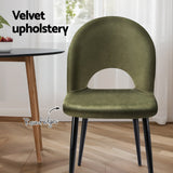 Rosie Set of 2 Dining Chairs Velvet Hollow - Green