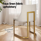 Isobel Set of 2 Dining Chairs Linen Fabric - Beige