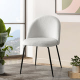 Addison Set of 2 Dining Chairs Sherpa Boucle - White