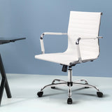 Artiss Office Chair Conference Chairs Pu Leather Mid Back White