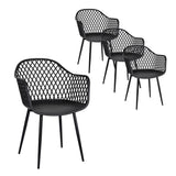 Gerald Set of 4 Outdoor Dining Chairs PP Lounge Chair Patio Furniture Garden - Black