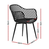 Gerald Set of 4 Outdoor Dining Chairs PP Lounge Chair Patio Furniture Garden - Black
