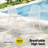 Henry Lounge Chair Patio Garden Furniture Set 4 Outdoor Dining Chairs - White