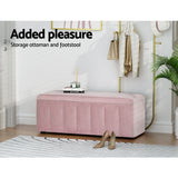Storage Ottoman Blanket Box 103cm Velvet - Pink