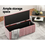 Storage Ottoman Blanket Box 103cm Velvet - Pink