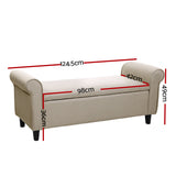 Storage Ottoman Blanket Box Linen Fabric Arm Foot Stool Couch Chest Large