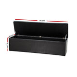 Storage Ottoman Blanket Box Black LARGE Leather Rest Chest Toy Foot Stool