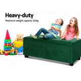 Storage Ottoman Blanket Box 97cm Velvet Green