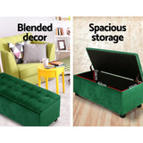 Storage Ottoman Blanket Box 97cm Velvet Green