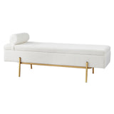 Storage Ottoman Bed 140cm Pillow Bouclé Fabric - White