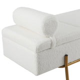Storage Ottoman Bed 140cm Pillow Bouclé Fabric - White