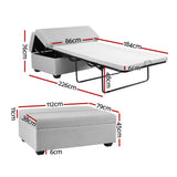 112cm Ottoman Storage Sofa Bed Foldable - Grey