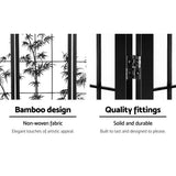 4 Panel Room Divider Screen 174x179cm Bamboo - Black & White
