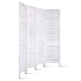 4 Panel Room Divider Screen 163x170cm Shelf - White