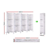 8 Panel Room Divider Screen 326x170cm Shelf - White
